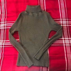 Forever 21 Olive Green Ribbed Turtleneck Sweater